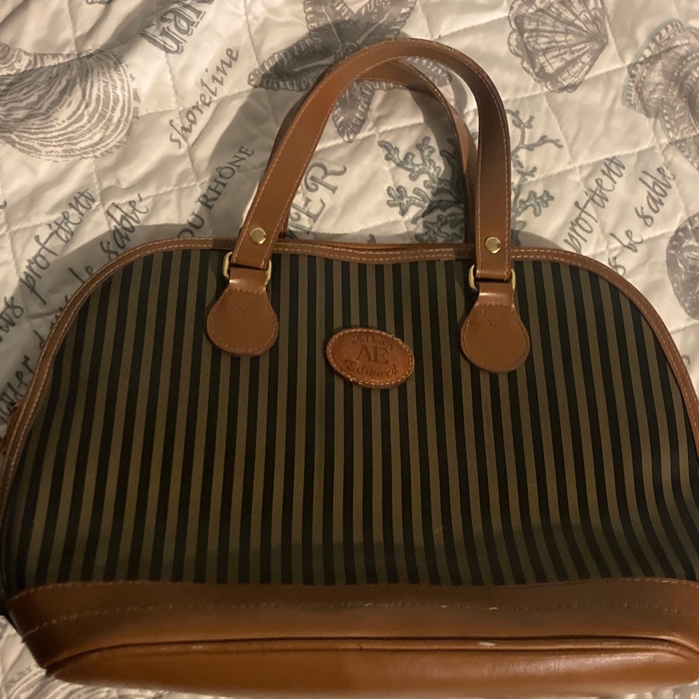 Elegant Brown Striped Satchel